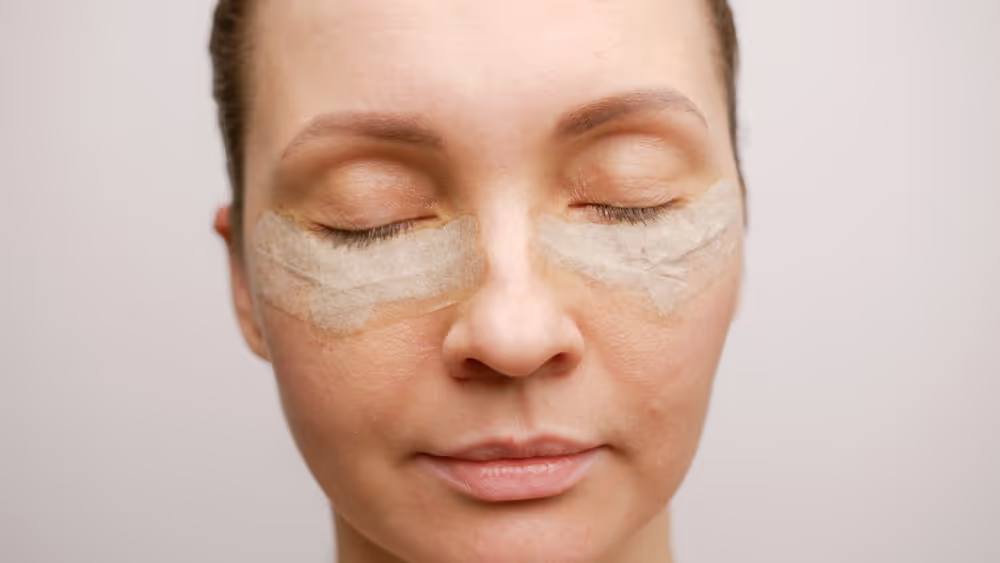 Woman with eyes closed showing facial texture